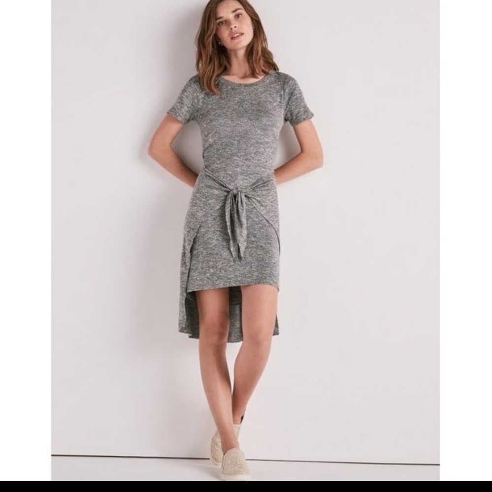 Lucky Brand Tie-Front Heathered Gray Knit Dress